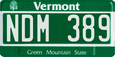 VT license plate NDM389