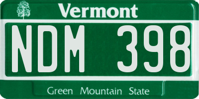 VT license plate NDM398