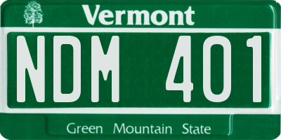 VT license plate NDM401