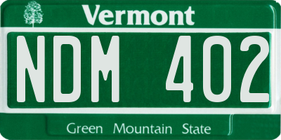 VT license plate NDM402