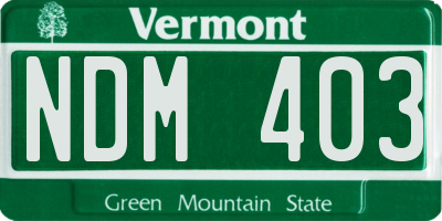 VT license plate NDM403