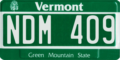 VT license plate NDM409