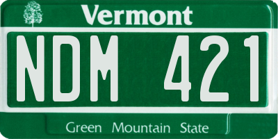 VT license plate NDM421