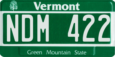 VT license plate NDM422