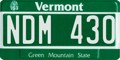 VT license plate NDM430