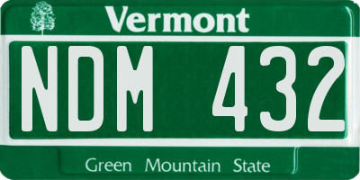 VT license plate NDM432