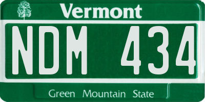 VT license plate NDM434