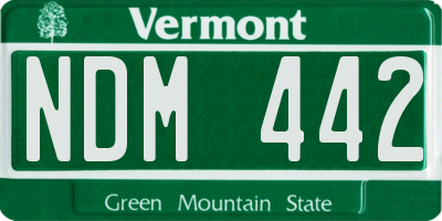 VT license plate NDM442