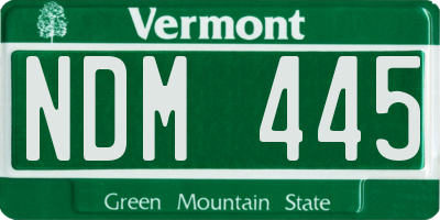 VT license plate NDM445