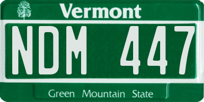 VT license plate NDM447