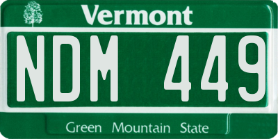 VT license plate NDM449