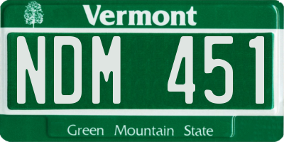 VT license plate NDM451