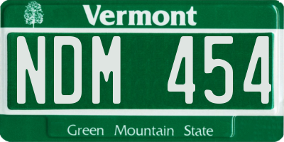 VT license plate NDM454