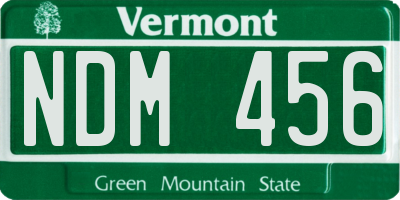 VT license plate NDM456