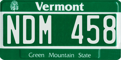 VT license plate NDM458