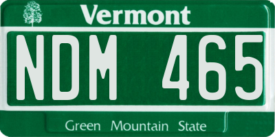 VT license plate NDM465