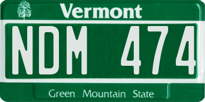VT license plate NDM474