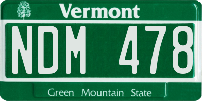 VT license plate NDM478