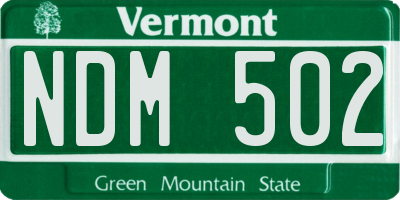 VT license plate NDM502