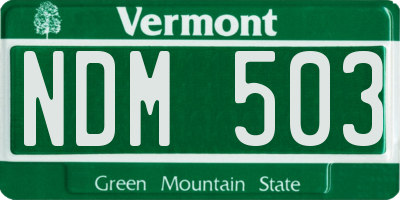 VT license plate NDM503