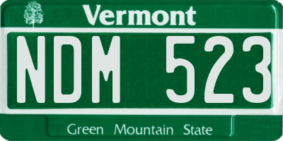 VT license plate NDM523