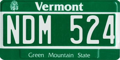 VT license plate NDM524