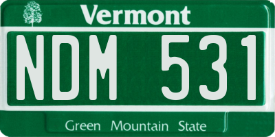 VT license plate NDM531