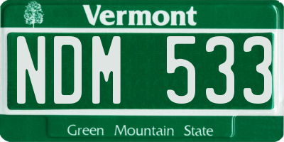 VT license plate NDM533