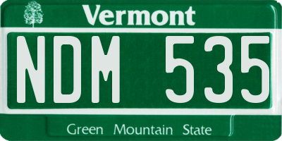VT license plate NDM535
