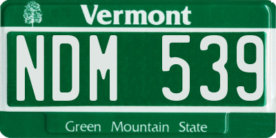 VT license plate NDM539