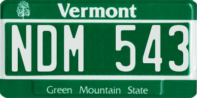 VT license plate NDM543