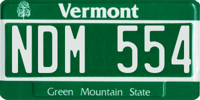 VT license plate NDM554