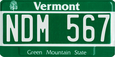 VT license plate NDM567