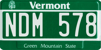 VT license plate NDM578