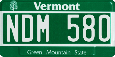 VT license plate NDM580
