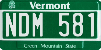 VT license plate NDM581