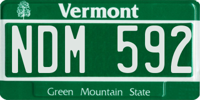 VT license plate NDM592