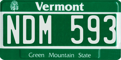 VT license plate NDM593