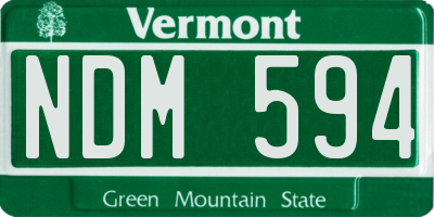 VT license plate NDM594