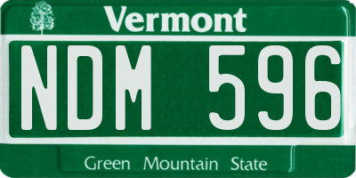 VT license plate NDM596
