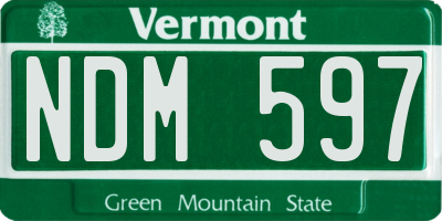 VT license plate NDM597
