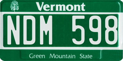 VT license plate NDM598