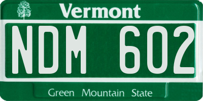 VT license plate NDM602