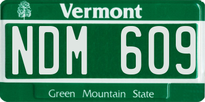 VT license plate NDM609