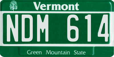 VT license plate NDM614