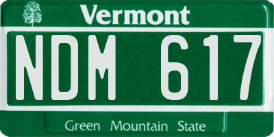 VT license plate NDM617