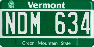 VT license plate NDM634