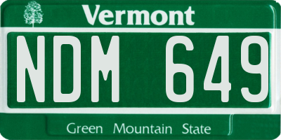 VT license plate NDM649