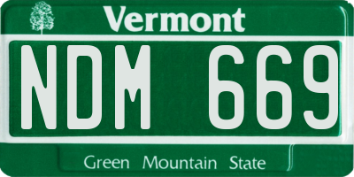 VT license plate NDM669