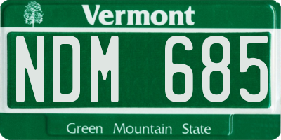 VT license plate NDM685